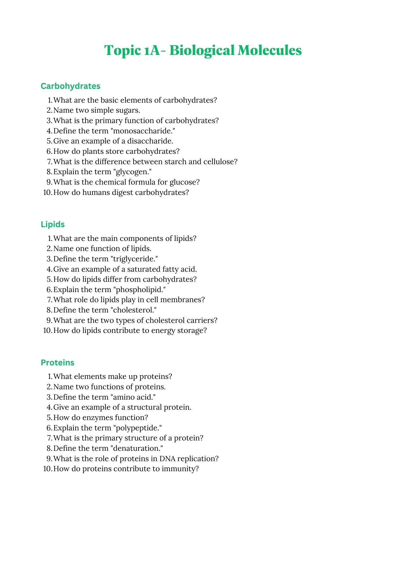 AQA A level Biology