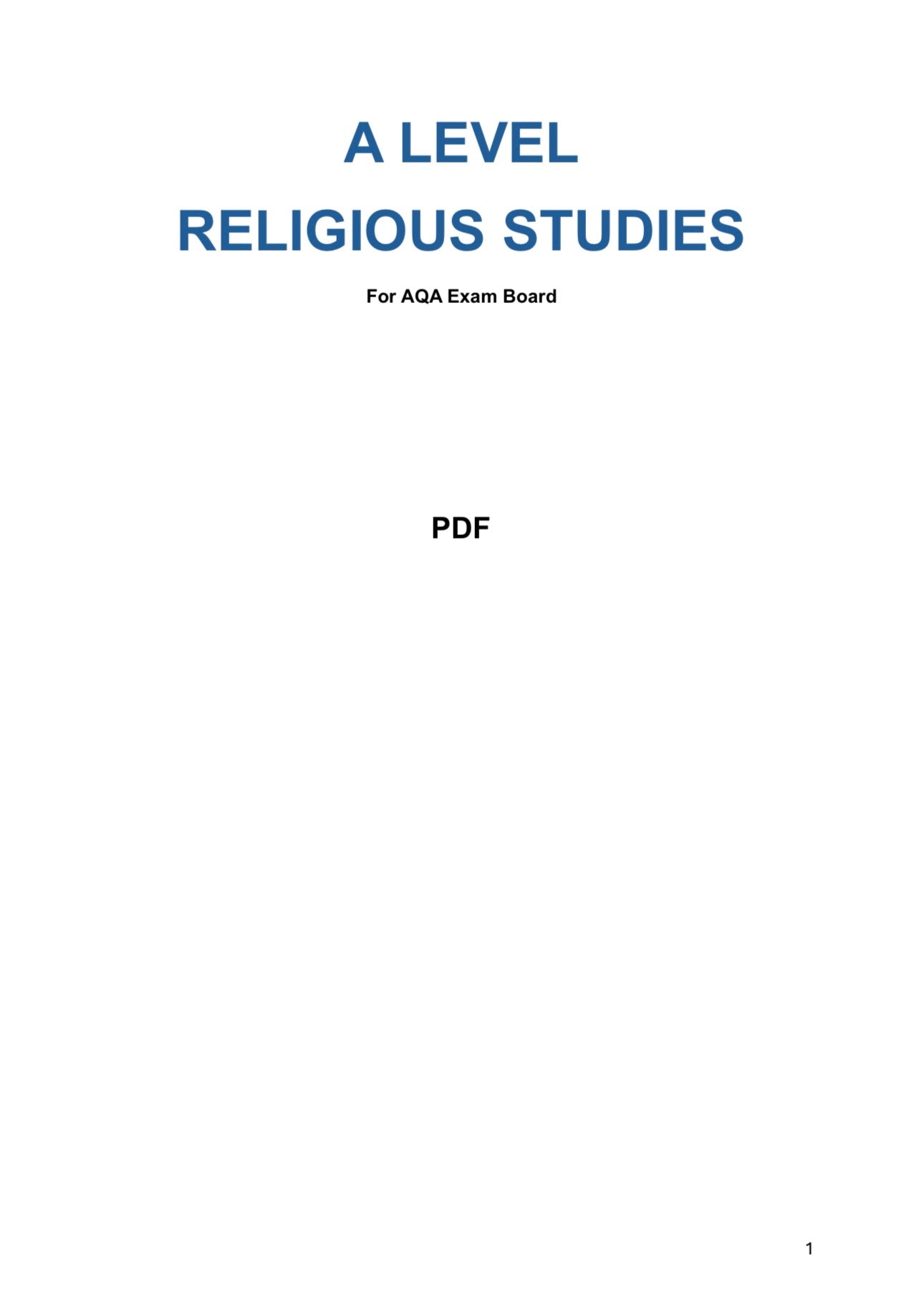 AQA A Level Religious Studies