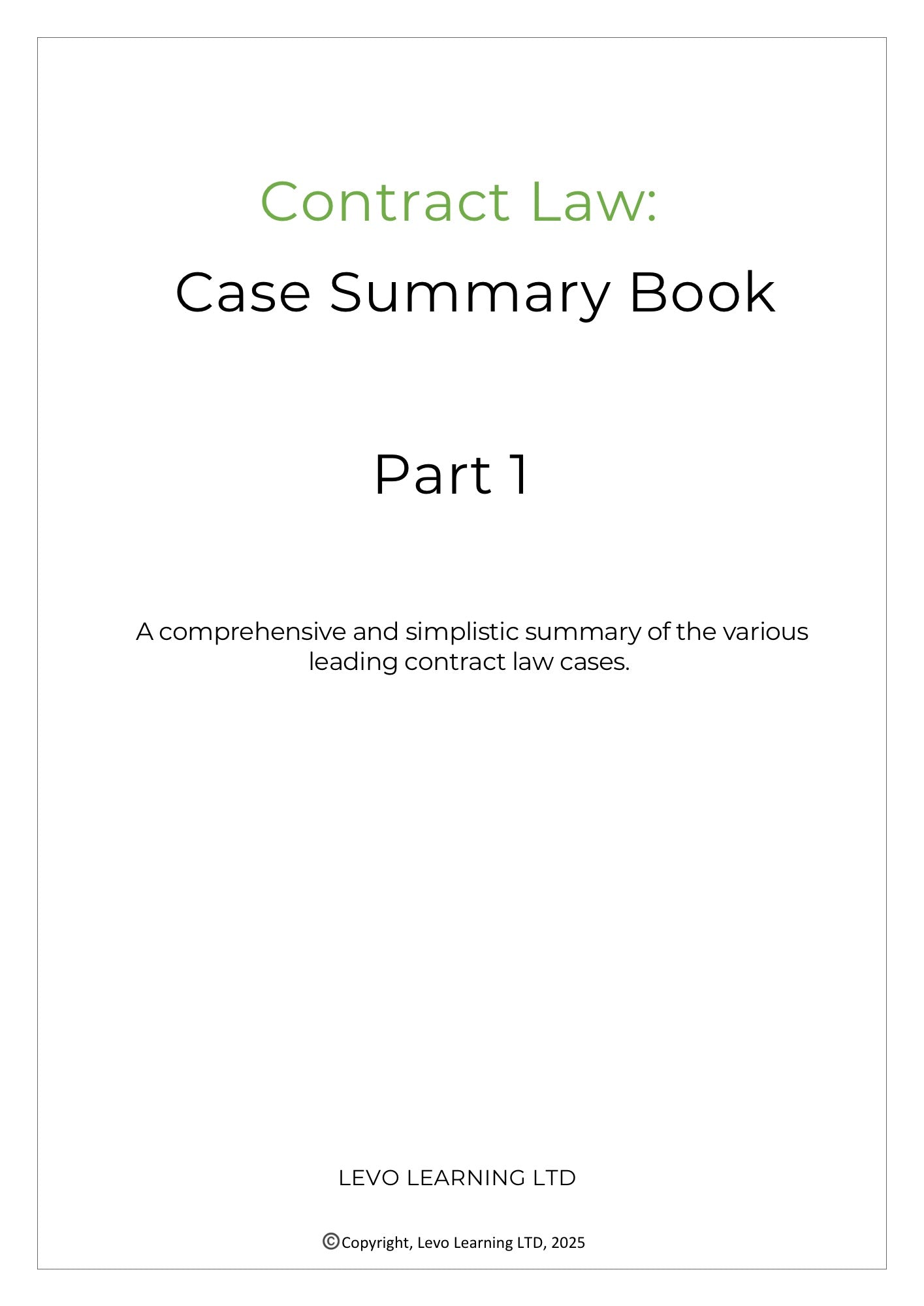 Contract Law Case Summary Book P1.